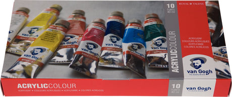 Ensemble de base de peinture acrylique Bruynzeel van Gogh avec 10 couleurs en tubes de 40 ml