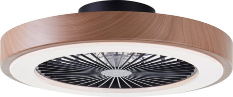 Brilliant slimline - ventilateur de plafond - avec éclairage - LED 40w - 3000k-6500k - dimmable - noir avec bord structure en bois - très silencieux