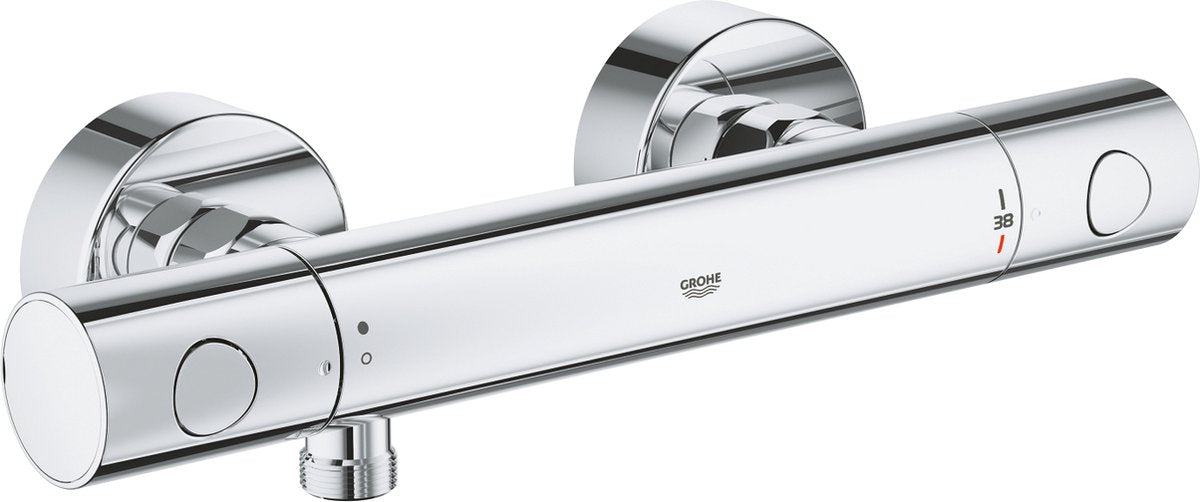Robinet de douche thermostatique Grohe Precision Get - 15 cm - économie d'eau - raccords inclus - chrome