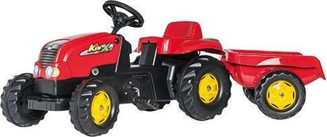 Rolly jouets rollykid rouge - tracteur à pédales avec remorque