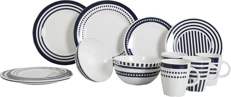 Vaisselle Gimex ligne marine - bleu bêta - 16 pièces