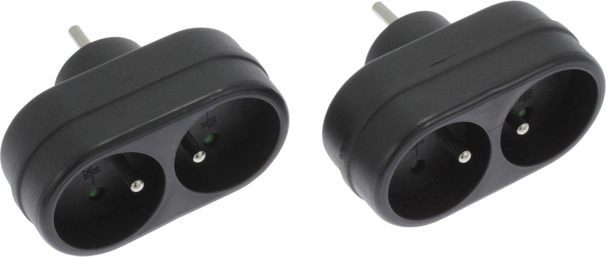 Fiche de distribution Q-link exin - 2 x domino avec broche terre - noir