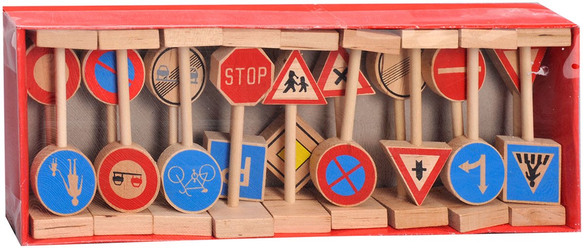Ensemble de panneaux de signalisation en bois Playwood, 18 pièces.