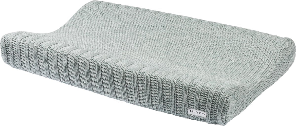 Housse de matelas à langer mixte Meyco bébé relief - vert pierre - 50x70cm