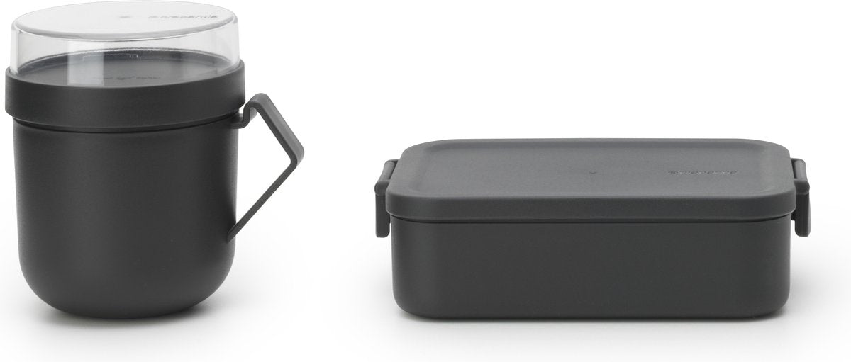 Brabantia ensemble déjeuner make take 2 pièces gris foncé