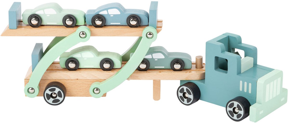 Small foot - camion transporteur en bois Chicago avec voitures, 9 pcs.