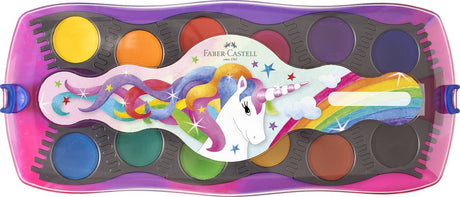 Faber-castell coffret aquarelle connecteur licorne - 12 couleurs + 1 tube de peinture blanche opaque - fc-125035