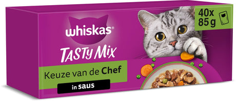 Nourriture pour chat Whiskas - adulte 1+ - savoureux mélange choix du chef en sauce - 40x85g