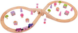 Bigjigs Ensemble de train en bois - rose, 40dlg.