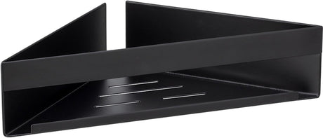 Wenko turbo-loc genova support d'angle en acier inoxydable noir mat - support de bain - panier de douche - support de douche - montage sans perçage - autocollant