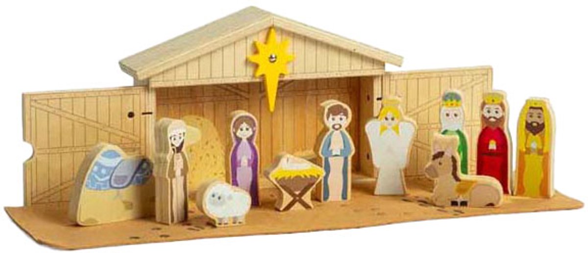 Crèche en bois Bigjigs, 13 pièces.