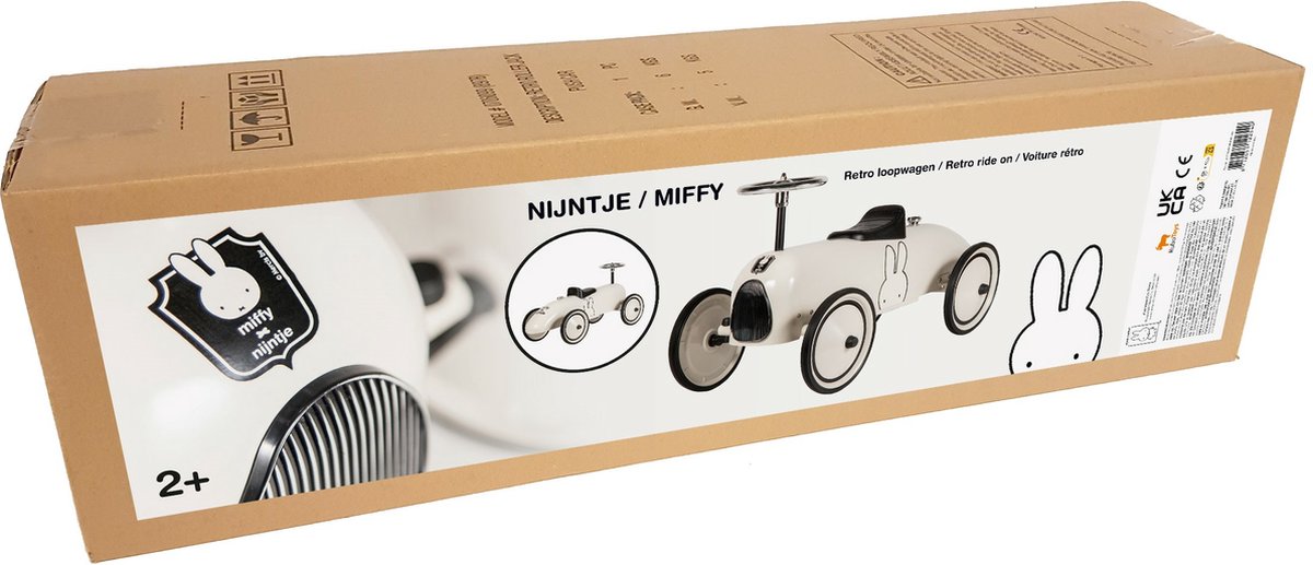 Voiture porteuse rétro Miffy blanc noir