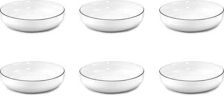 Médard de noblat - yaka noir - assiette à salade et pâtes 20 cm - 6 pièces - porcelaine