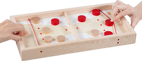 Goki Wooden Puck Shooting jouant le tableau 2in1, 11dlg.