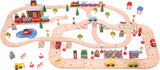 Ensemble de voie ferrée et d'autoroute en bois Bigjigs, 105 pièces
