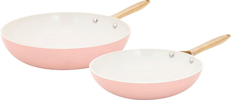 Cosy trendy elegance koekenpannenset 2-delig ø24 28cm - pfas-vrij - inductie koekenpan - snelle opwarming - zonder deksel - pink