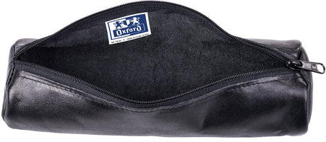 Trousse Oxford 22x6cm cuir ronde noir