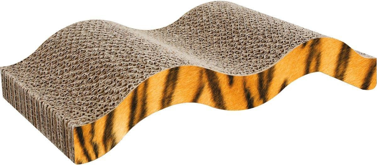 Carton à gratter Flamingo mawimbi – marron rose noir – 40,5 x 20 x 7,5 cm – jouet à gratter compact et élégant pour chat