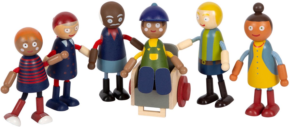 Small foot - maison de poupée familiale en bois avec fauteuil roulant, 6 pcs.