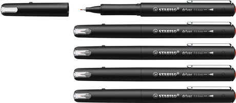 Stabilo dr!ver - feutre fin premium - 0,4 mm - rouge - boîte de 5 pièces