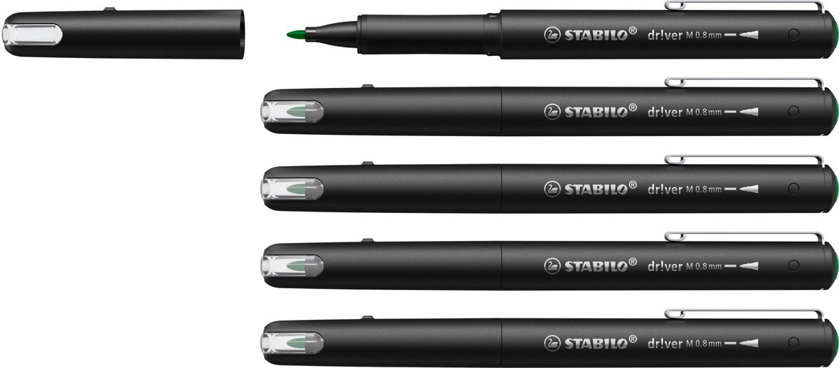 Stabilo dr!ver - feutre fin premium - 0,8 mm - vert - boîte de 5 pièces