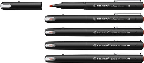 Stabilo dr!ver - feutre fin premium - 0,8 mm - rouge - boîte de 5 pièces