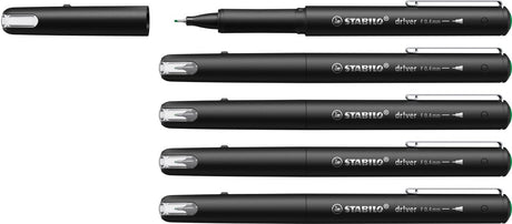 Stabilo dr!ver - feutre fin premium - 0,4 mm - vert - boîte de 5 pièces