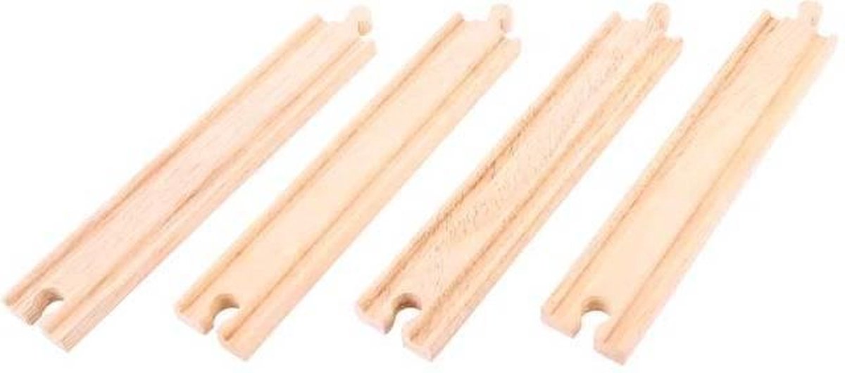 Bigjigs rail rail en bois pièces droites (4 pièces)