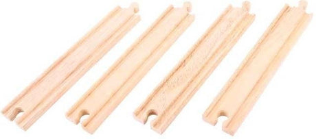 Bigjigs rail rail en bois pièces droites (4 pièces)