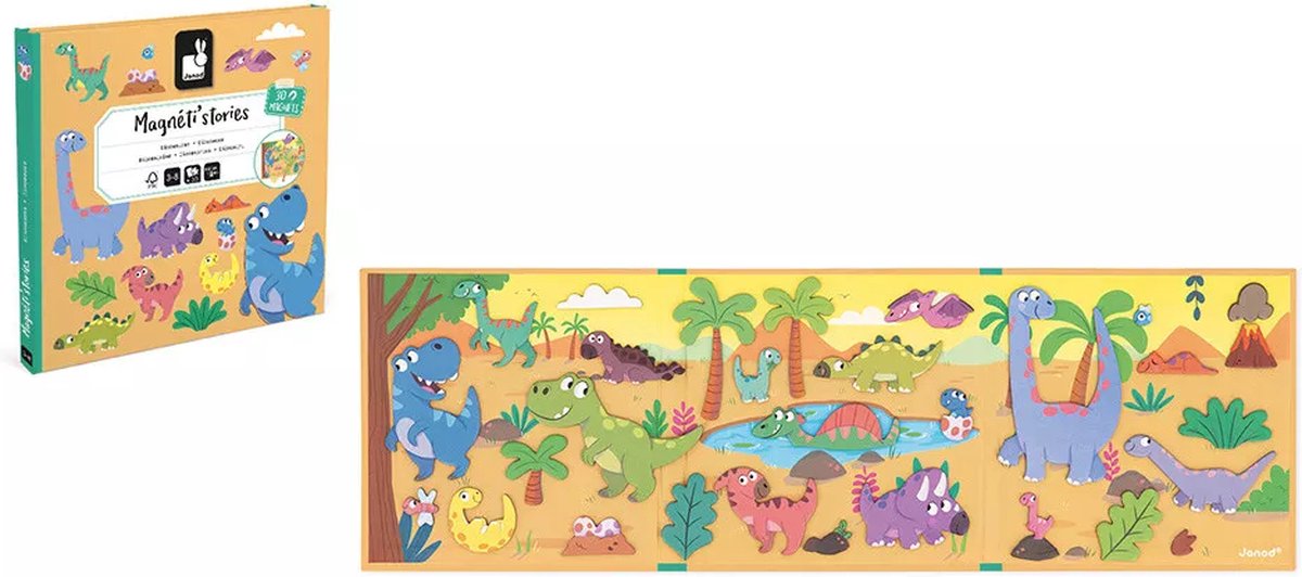 Janod - histoires magneti - dinosaure - set d'aimants pédagogiques