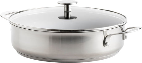 Sauteuse Kitchenaid avec couvercle 28 cm - 4,3 l - revêtement antiadhésif sans PFA - sauteuse induction - sauteuse inox - passe au four jusqu'à 230 degrés - argent