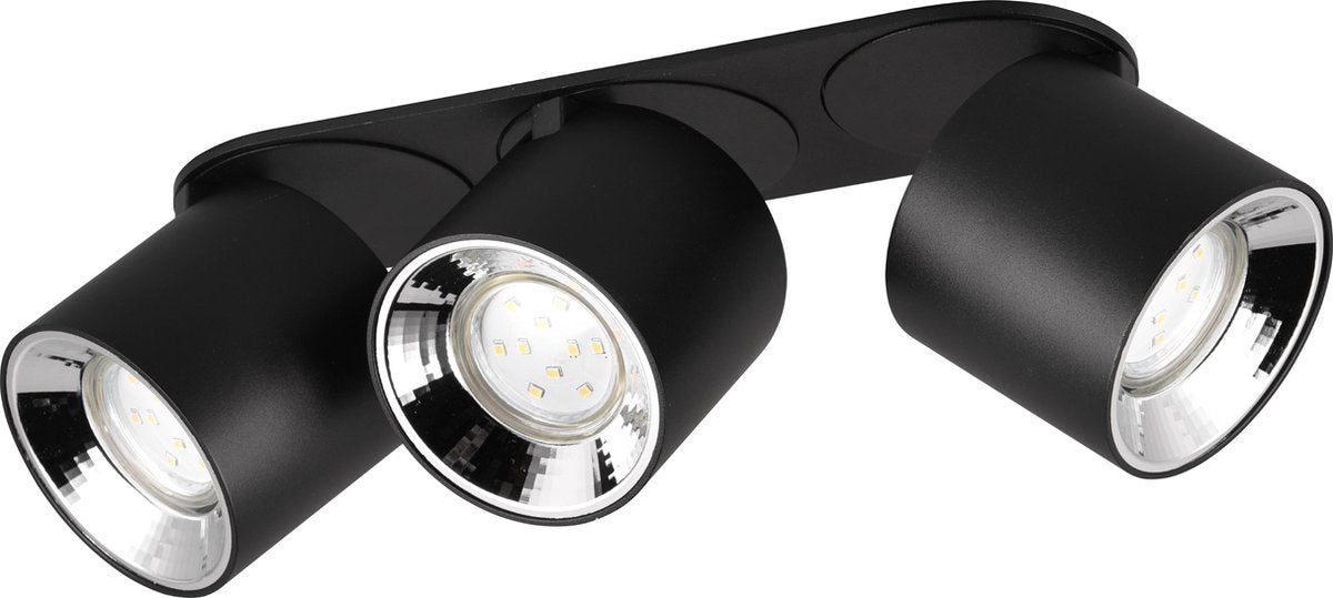 Plafonnier Trio guayana - noir mat - adapté pour montage en saillie et installation encastrée