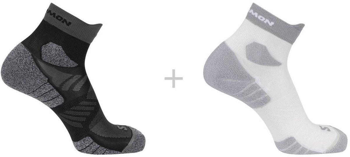 Salomon - chaussettes aérodynamiques | Paquet de 2 | chaussettes cheville | taille l 42-44 - noir et blanc