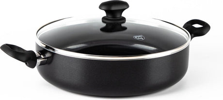 Greenchef sauteuse diamant 28 cm avec couvercle - 4,25 l - revêtement antiadhésif sans PFA - sauteuse induction - poêle céramique - passe au four jusqu'à 160°c - poignée de refroidissement - couvercle en verre - noir