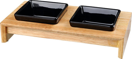 Set d'alimentation en céramique Trixie avec base en bois noir