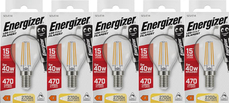 Lampe boule LED à filament économe en énergie Energizer - E14 - 5 watts - lumière blanc chaud - dimmable - 5 pièces