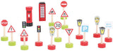 Panneaux de signalisation en bois Bigjigs, 18 pcs.
