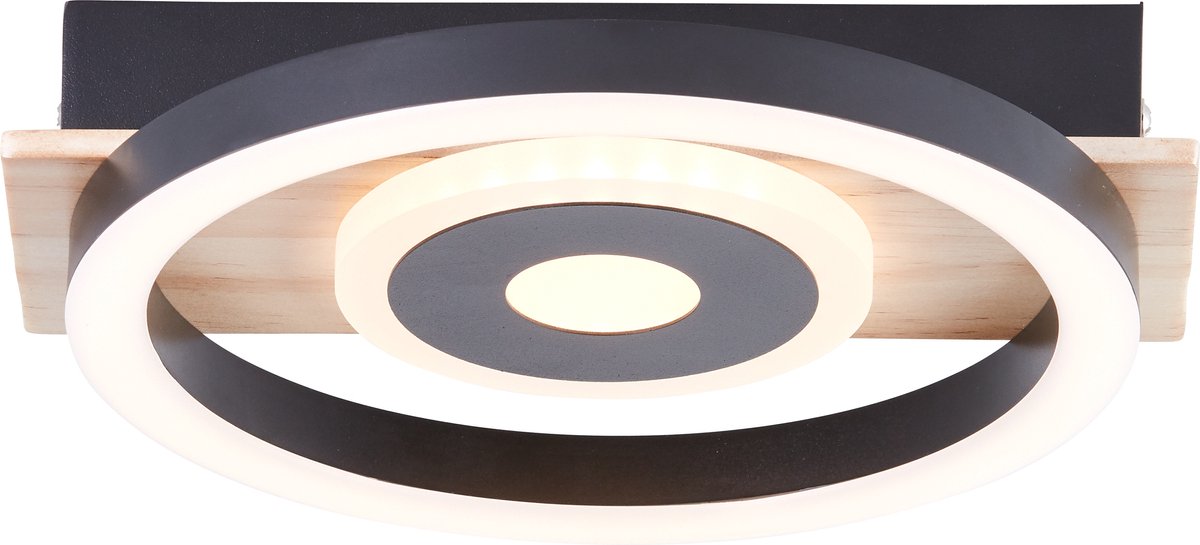 Brilliant maureen - plafonnier - LED 12w - 3000k - noir - bois