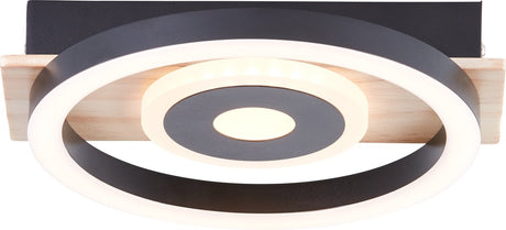 Brilliant maureen - plafonnier - LED 12w - 3000k - noir - bois