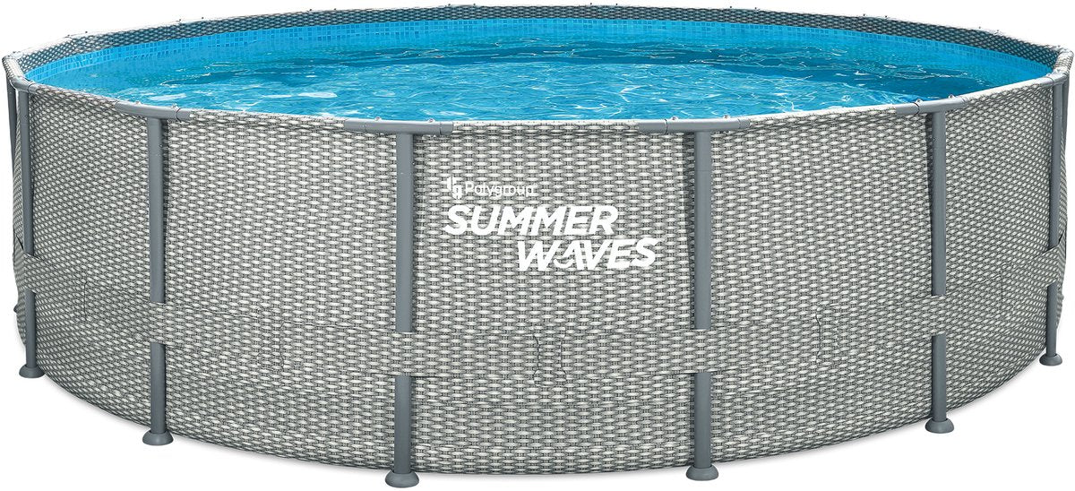 Piscine à cadre Summer Waves ronde - ⌀488 x 122 cm - piscines - avec pompe de filtration - pompe de piscine - cartouche filtrante - couverture - tapis de sol - échelle - kit d'entretien