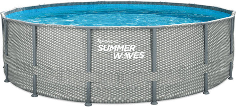 Piscine à cadre Summer Waves ronde - ⌀488 x 122 cm - piscines - avec pompe de filtration - pompe de piscine - cartouche filtrante - couverture - tapis de sol - échelle - kit d'entretien