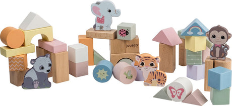 Jouéco ® - blocs de bois de la famille Wildies en tonnes 50 pièces