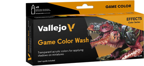 Vallejo hobby paint peinture acrylique - 72190 lavages pour fantasy et wargames - couleur de jeu - set acrylique - 8x set de peinture - 8x 18 ml