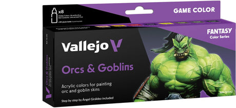 Vallejo hobby paint peinture acrylique - 72192 orcs - gobelins - fantasy et wargames - couleur de jeu - set acrylique - 8x set de peinture - 8x 18 ml