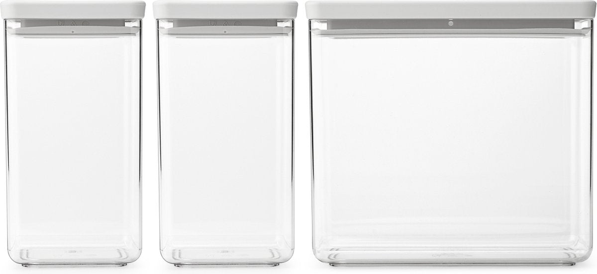 Conteneurs de conservation Brabantia savoureux+ - empilables - 1,6 + 1,6 + 3,5 l - gris clair