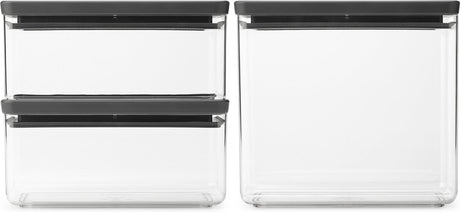 Conteneurs de conservation Brabantia savoureux+ - empilables - 1,5 + 1,5 + 3,5 l - gris foncé