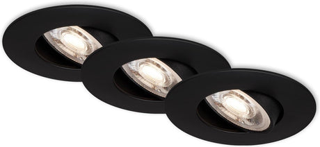 Briloner kulana - spots encastrés lot de 3 - dimmable - luminaires encastrés orientables - 3 x LED 5w 460lm - couleur de la lumière : blanc chaud - profondeur d'installation : 30 mm - dimensions d'installation : 68 mm - produit : ø90 mm - noir