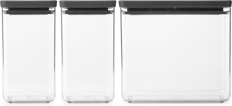 Conteneurs de conservation Brabantia savoureux+ - empilables - 1,6 + 1,6 + 3,5 l - gris foncé