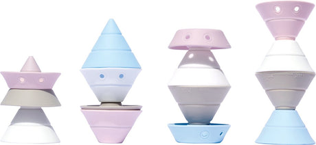Moluk hix - couleurs pastel, 4 cônes de construction convertibles en caoutchouc silicone élastique, en boîte 8,2x8,2x14,3cm, 2+