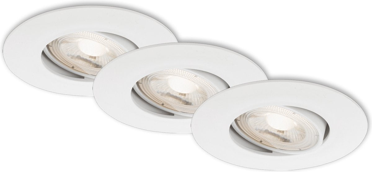 Briloner kulana - spots encastrés lot de 3 - dimmable - luminaires encastrés orientables - 3 x LED 5w 460lm - couleur de la lumière : blanc chaud - profondeur d'installation : 30 mm - dimensions d'installation : 68 mm - produit : ø90 mm - blanc